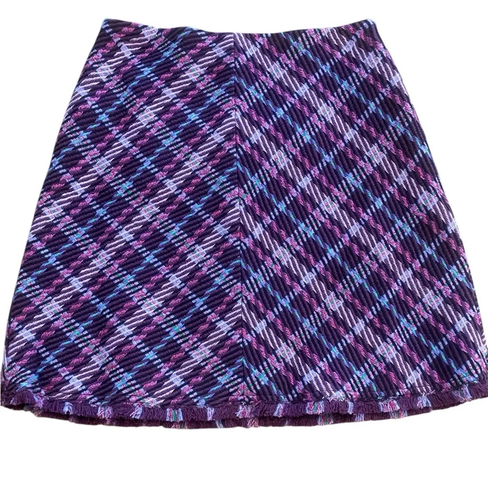 Kate Spade Women’s Tweed Plaid Mini Plumtree Skirt Purple Pink Size New 0